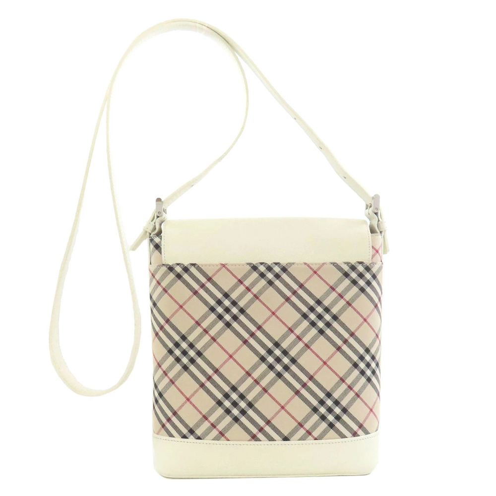 Burberry Leather Canvas Bag Check Shoulder Nova